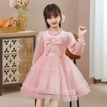 Új lány hercegnő ruha Kislányok divatos baba pengpeng ruha tavaszi és őszi gyermekruha