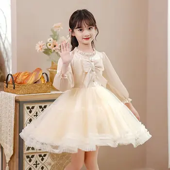 Új lány hercegnő ruha Kislányok divatos baba pengpeng ruha tavaszi és őszi gyermekruha