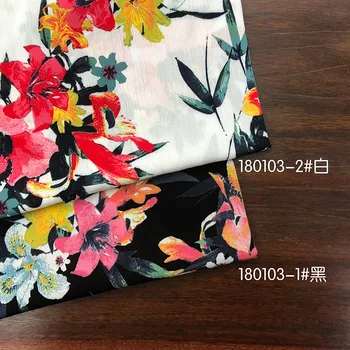 Tavasz és nyár Új közvetlen ellátás krepp virág finom ing alkalmi viselet női nyomtatott műselyemszövet