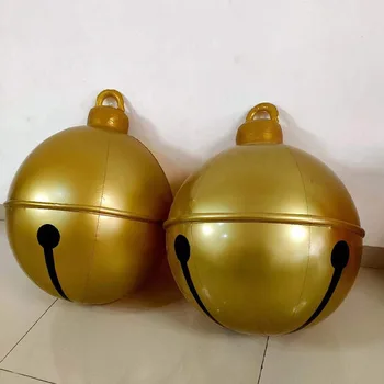 60CM Kültéri karácsonyi felfújható díszített labda PVC óriás nagy golyók Karácsonyfa dekoráció Felfújható játéklabda karácsonyi kellékek