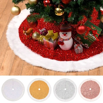 Flitteres karácsonyfa szoknya piros/ezüst/arany/rózsaszín 90/120cm kerek újrafelhasználható fa takaró Kreatív karácsonyi dekorációk házibulihoz