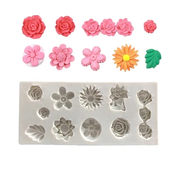 Virágok Rózsa Napraforgó Szilikon Forma Sugarcraft Cupcake Sütőforma Fondant torta díszítő eszközök