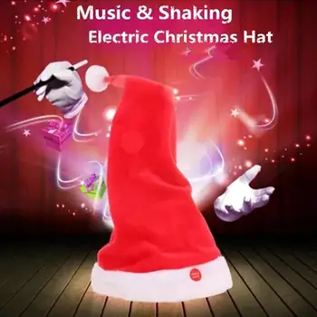 Elektromos karácsonyi kalapok Éneklés, zenés tánc Újévi gyerek kalap Karácsonyi elektromos hinta Mozgó Mikulás sapkák Party kellékek