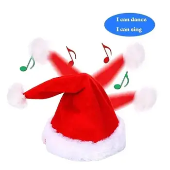 Elektromos karácsonyi kalapok Éneklés, zenés tánc Újévi gyerek kalap Karácsonyi elektromos hinta Mozgó Mikulás sapkák Party kellékek