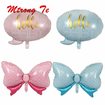 Hello Baby Butterfly Balloon Baby Shower rózsaszín kék babakocsi fólia Ballon baba játékok újszülött Party dekoráció léggömbök