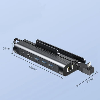 Steam Deck dokkolóállomáshoz 6In1 dokkolóállomás alap USB 3.0HDMI-kompatibilis 4K@60Hz RJ45 Gigabit Ethernet PD100W hub