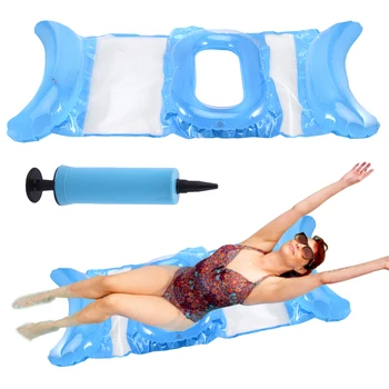 Szórakoztató felfújható tengerparti vízi függőágy ergonomikus relaxáció felnőtteknek Nyaralás hordozható szivattyúval Medence nyugágy Úszó szivárgásmentes PVC