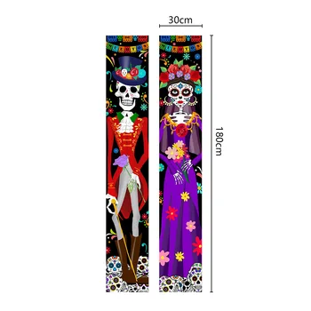 Halloween Couplet bannerek otthoni kapu ajtó függő díszek kellékek A halottak napja stílusú csontváz dekorációs kiegészítők