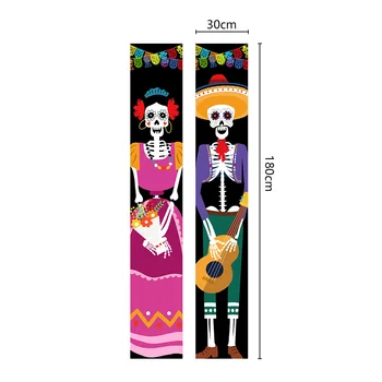 Halloween Couplet bannerek otthoni kapu ajtó függő díszek kellékek A halottak napja stílusú csontváz dekorációs kiegészítők