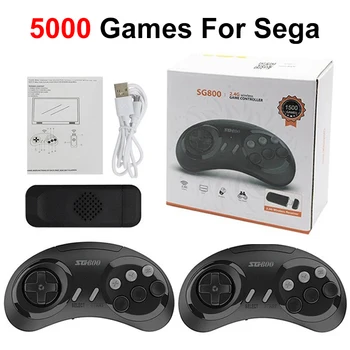 SG800 Retro játékkonzol vezeték nélküli konzol 2.4G Beépített 5000 Classic Games Controller Gamepad Videostick a Sega Mega Drive-hoz