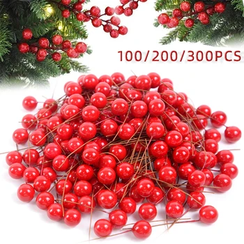 50-300Pcs gyöngyporzó művirág Kis bogyók cseresznye esküvőre Ajándékdoboz Karácsonyi DIY koszorú Lakásdekorációk