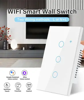 Aubess WiFi US EU Smart Light kapcsoló vezeték nélküli Smart Switch érintőérzékelő panel Smart Life APP vezérlés Támogatás Alexa Google Home
