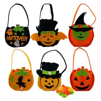 Trick Or Treat vödör 6db újrafelhasználható vászon cukorka vödör Nagy Halloween szellem Goody táska tök cukorka kosár gyerekeknek