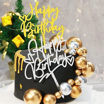 10Pcs torta feltétje arany ezüst labda boldog születésnapot torta feltétje DIY cupcake zászló esküvőre Karácsonyi bál születésnapi dekoráció