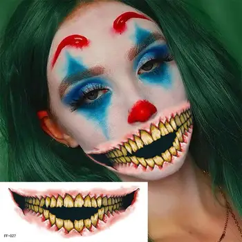 Halloween PVC tetováló matricák Horror ajkak DIY matricák Nagy szájú tetoválások Vízálló vicces smink Mosoly ajak Halloween dekoráció