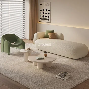 Nordic Modern habszivacs kanapé Fehér báránygyapjú Designer Lounge Egyenes kanapé Olvasási design Szokatlan szendvics szalon Otthoni bútorok