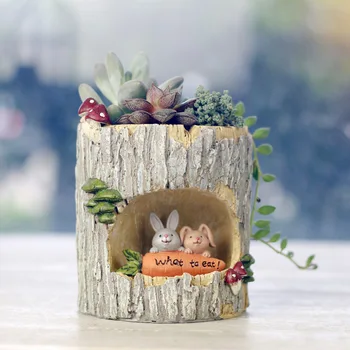 Pásztori kreatív fa lyuk történet virágcserép zamatos növény mikro tájkép dekoratív gyanta kézműves díszek táj edényekhez