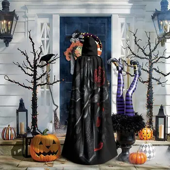 Gótikus kereszt kapucnis köpeny Halloween party Cosplay Nő Férfi Felnőtt Hosszú boszorkányság köntös Kapucni