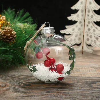Új karácsonyi dekoratív PET átlátszó lapos gömb alakú beltéri kültéri karácsonyfa akril műanyag ellipszis medál ajándéklabda