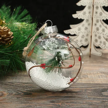 Új karácsonyi dekoratív PET átlátszó lapos gömb alakú beltéri kültéri karácsonyfa akril műanyag ellipszis medál ajándéklabda