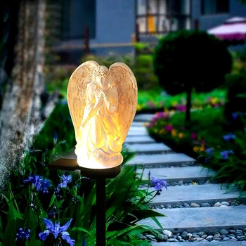 Gyanta angyal bagoly napelemes fény Kert cövek fény kézműves udvar tájkép lámpa világítás terasz díszek vízálló otthoni udvari dekoráció