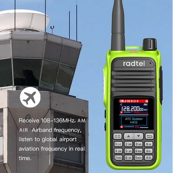 Radtel RT-420 6 sávos amatőr sonka kétirányú rádió 256CH Air Band Walkie Talkie NOAA VOX USB SOS LCD Színes rendőrségi szkenner Repülés