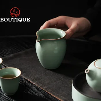 230ml kézzel készített Ru kemence porcelán teakancsó nyitott darabjai a vásári csésze nyitott darabjai emelhetik a háztartási kerámia egyenruhát Kung Fu tea kiegészítők