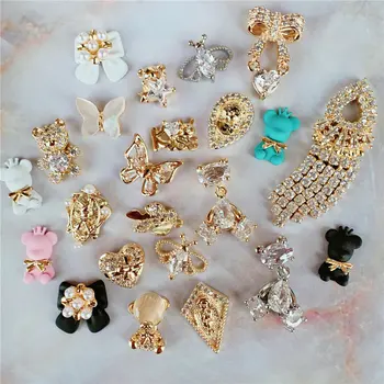 10db Luxus medve pillangó Eros Alloy Nail Art cirkon gyöngy kristály fém manikűr körmök Accesorios kellékek dekorációk Charms