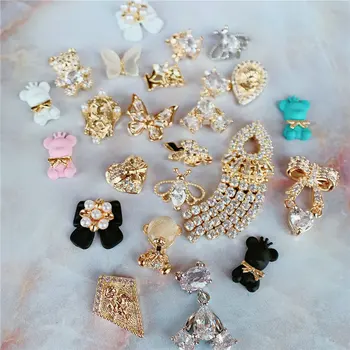 10db Luxus medve pillangó Eros Alloy Nail Art cirkon gyöngy kristály fém manikűr körmök Accesorios kellékek dekorációk Charms
