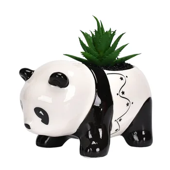 Kreatív fekete-fehér kerámia panda virágcserép aranyos rajzfilm állat növény cserepes virágcserép porcelán váza lakberendezés Új