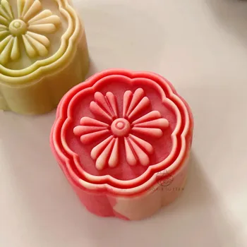 50g Mooncake kézzel préselt forma Kínai stílusú ablak Virágvirág minta Süti tészta bélyegző DIY torta desszert kiegészítők