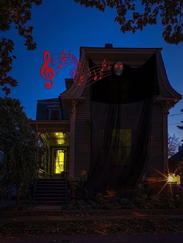 Halloween lógó koponya szellem kísértetjárta ház dekoráció LED hanggal szellem dísz beltéri kültéri bár Halloween party dekoráció