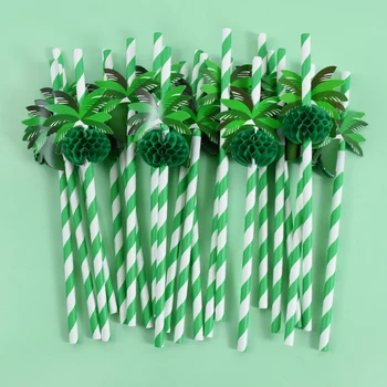 40Pcs Hawaii kókuszfa papír ivószívó szívószálak Trópusi nyári parti születésnapi dekoráció kellékek eldobható gyümölcslé koktél szalma