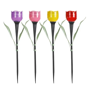 1Pc kerti tulipán virág alakú LED napelemes vízálló cső gyeplámpák álló dekoráció udvarra Kültéri partikellékek