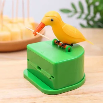 Kreatív automata fogpiszkáló tartó rajzfilm kis madár fogpiszkáló konténerprés Fogpiszkáló adagoló konyhai kellékek