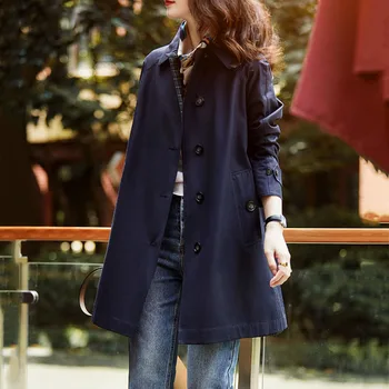 Trench Coat For Women Elegant Fashion Casual Temperamentum Simple Classic Solid Color Coat Streetwear Clothing Tops Új