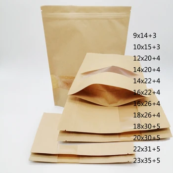 50db Kraft ajándéktáskák ablak álló nátronpapír táska kézzel készített ajándéktáska papír kézműves doboz Kraft csomagoló táskák Wed tároló tasak