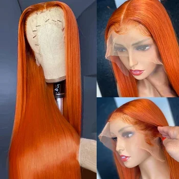 Ginger Orange 13x6 csipke elülső parókák Emberi hajkiemelés csontegyenes 13x4 Emberi haj átlátszó csipke elülső parókák nőknek