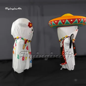 Több stílus Aranyos fehér sétáló felfújható szellemjelmez hordható felfújható Revel Spirit öltöny a Halloween Parade Show-hoz