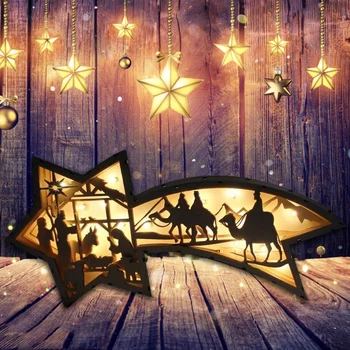 Fa karácsonyi éjszakai fények Gyönyörű jávorszarvas dísz LED lámpával Fa világító lámpa hozzáadása Karácsonyi hangulat hozzáadása a család számára