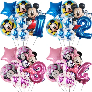 9Pcs Disney Mickey Minnie születésnapi léggömb dekoráció fólia Globos szett Mickey egér téma party kellékek dekoráció