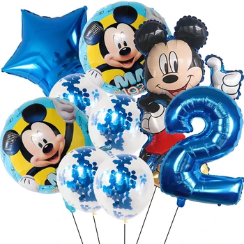 9Pcs Disney Mickey Minnie születésnapi léggömb dekoráció fólia Globos szett Mickey egér téma party kellékek dekoráció