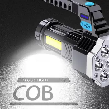  hordozható zseblámpa 7LED USB újratölthető vízálló kézi lámpás COB oldalsó lámpa zseblámpák szabadtéri kempingezéshez túrázáshoz