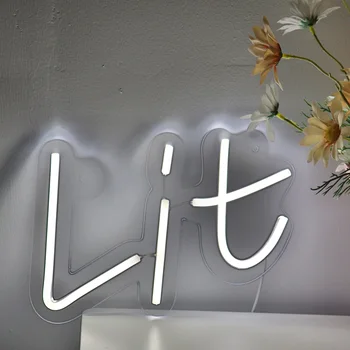 1PC Cool Lit White Letter LED fal Neon Sign Light For Room Party Pub Bar Club Pubilc Zone Mall dekoráció 11.42''*7.68''