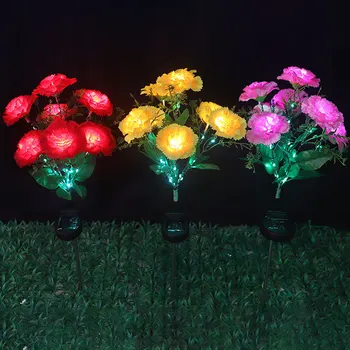 7 fejek Napelemes szegfű kerti gyepfény IP65 vízálló napelemes virágok útjelző fény terasz udvari esküvői ünnepi dekorációhoz
