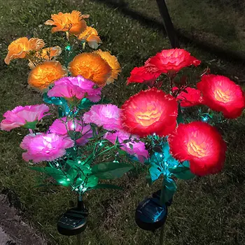 7 fejek Napelemes szegfű kerti gyepfény IP65 vízálló napelemes virágok útjelző fény terasz udvari esküvői ünnepi dekorációhoz