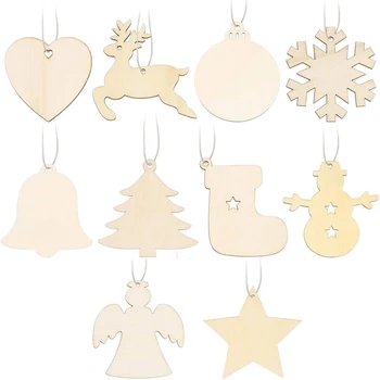 10db/készlet Karácsonyi dekoráció DIY fa medálok Dcorative Home Creative medálok kézzel festett fa karácsonyfa dekoráció