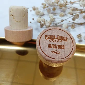 Személyre szabott borosüveg dugó Fa borosdugók Esküvői dekoráció Ünnepi parti bankett évforduló ajándék Bor kiegészítők