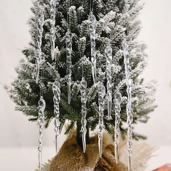 48PC Karácsonyi dísz Átlátszó jégbár szál Függő karácsonyfa medál karácsonyra Téli újévi parti dekoráció