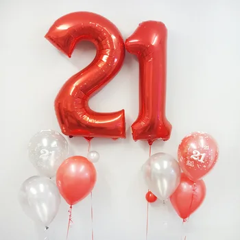40inch Fekete Fehér Piros Kék Digitális léggömb Színes Cool Balloons 0-9 szám Születésnapi zsúr Lakberendezés Hélium Globos ajándék